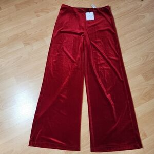 NWT Premier Amour Red Velvet Pull On Wideleg Drape Stretch Pants Size Large